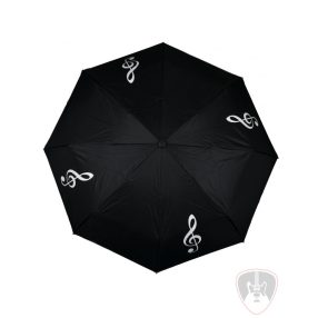 Fekete, fehér violinkulcs mintás, összecsukható esernyő