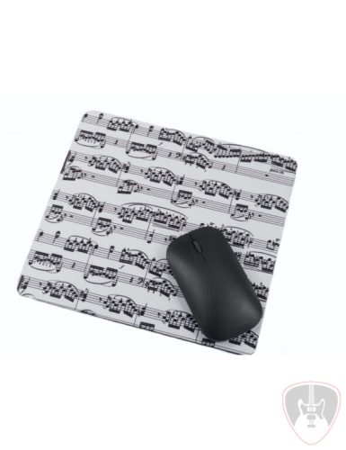 Fehér színű, fekete kottamintás egérpad