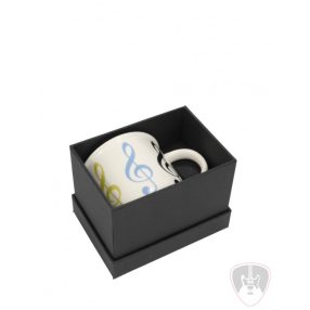   Retro bögre ajándék dobozzal Színes violinkulcsmintás, 0,35 l