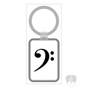 Fém, basszus kulcs mintás kulcstartó