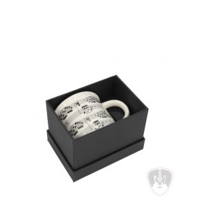 Retro bögre ajándék dobozzal Fehér, kottamintás, 0,35 l