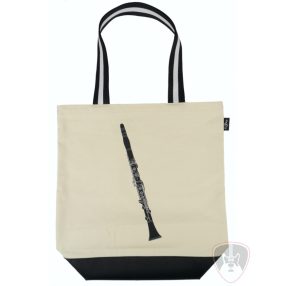   Natúr-fekete színű, vászon, városi táska klarinét mintáva