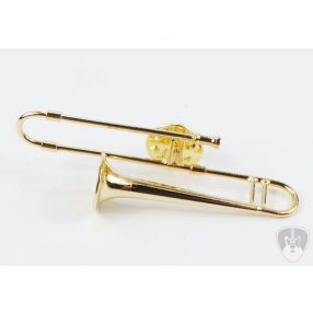 Aranyozott harsona kitűző ajándékdobozban