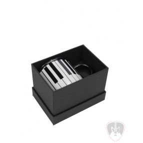   Retro bögre ajándék dobozzal Fekete, zongorabillentyű-mintás, 0,35 l