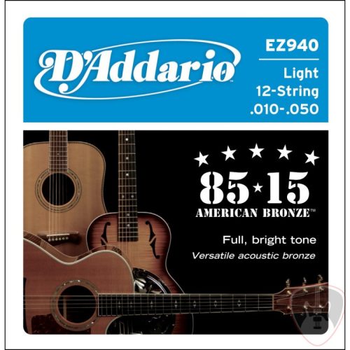 EZ940 - 85/15 12-String Bronze Acoustic Guitar Strings, Light, 10-47
