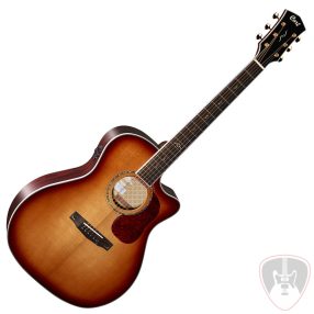   CORT AKUSZTIKUS GITÁR FISHMAN ELEKTRONIKÁVAL, FÉLKEMÉNY TOKKAL, ALL SOLID, VILÁGOS BURST  Co-Gold-A8-LB with case