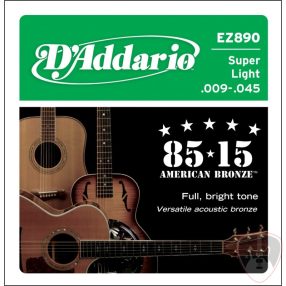   EZ890 - 85/15 Bronze Acoustic Guitar Strings, Super Light, 9-45