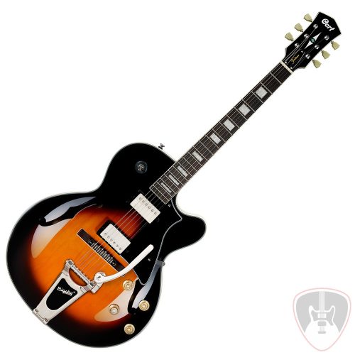 Cort Yorktown BV félakusztikus gitár tokkal, Bigsby-vel, Tabacco Burst