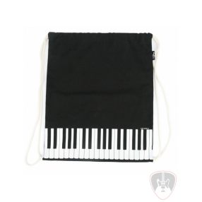   Fekete, zsinóros, zongorabillentyű mintás vászon tornazsák