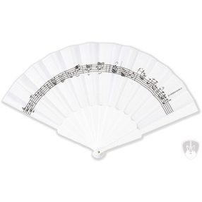 Vienna World legyező, kottamintás fehér 