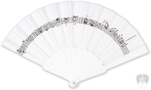 Vienna World legyező, kottamintás fehér 