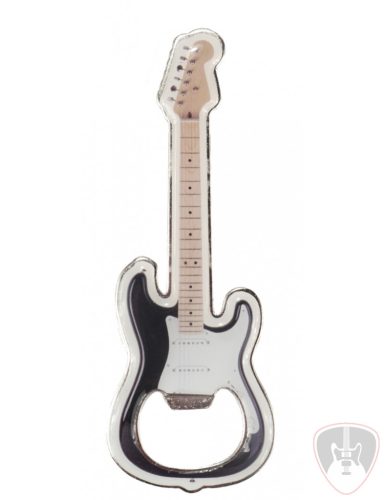 Fekete elektromos gitár alakú, mágneses sörnyitó