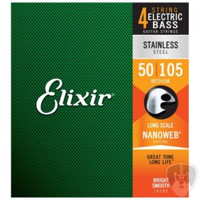   Elixir NanoWeb (14702) Stainless Steel 50-105 Medium basszusgitár húrkészlet