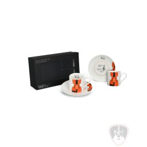   Hegedű mintás fehér eszpresszó csésze ajándék dobozban