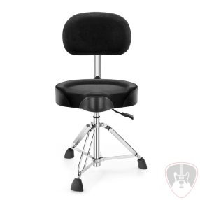   Donner állítható, háttámlás párnázott dobszék, fekete bársony  Do-DHT-250-BK -EC6642