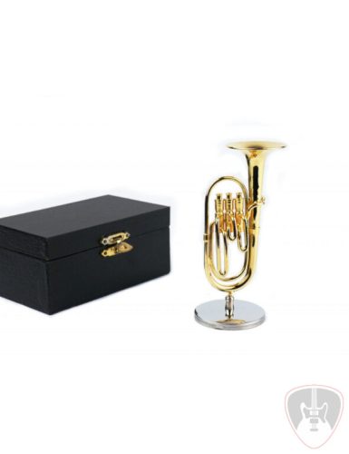 Miniatűr tuba állvánnyal díszdobozban (aranyozott)