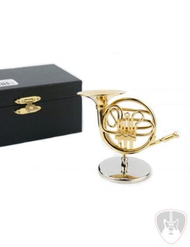 Miniatűr kürt állvánnyal díszdobozban (aranyozott)
