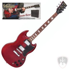 VINTAGE VIP-V69 Coaster elektromos gitár szett - Cherry Red