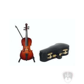 Miniatűr cselló állvánnyal, díszdobozban