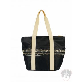   Fekete-bézs, ''Pro musica'' kottamintás válltáska