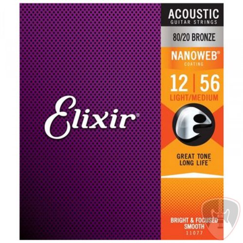 Elixir 80/20 Bronze NanoWeb 12-56(11077) Light-Medium akusztikus húrkészlet