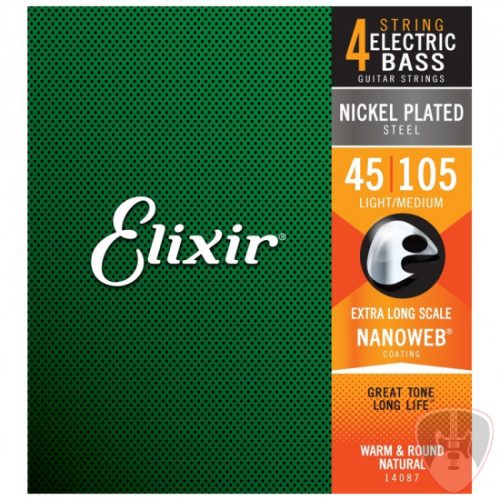 Elixir NanoWeb (14087) 45-105 Light/Medium XL Extra Long basszusgitár húrkészlet