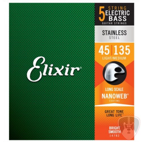 Elixir NanoWeb (14782) Stainless Steel 45-135 Light/Medium basszusgitár húrkészlet