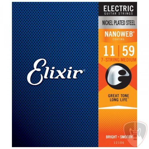 Elixir NanoWeb (12106) 11-59 7-String medium elektromos húrkészlet