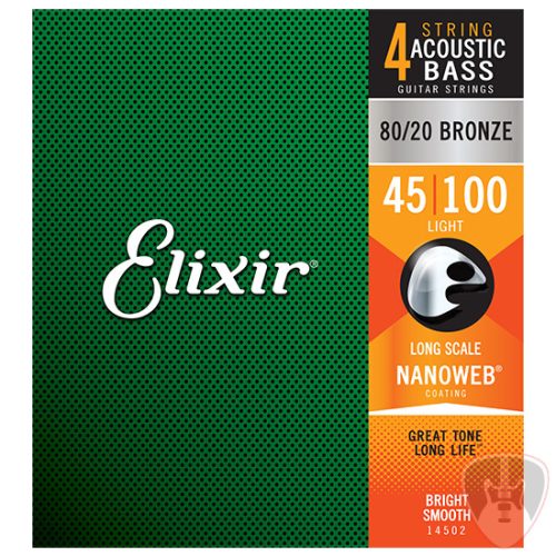 Elixir 80/20 Bronze NanoWeb (14502) 045-100 Light akusztikus basszusgitár húrkészlet