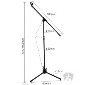Veston mikrofonállvány három láb, gémes