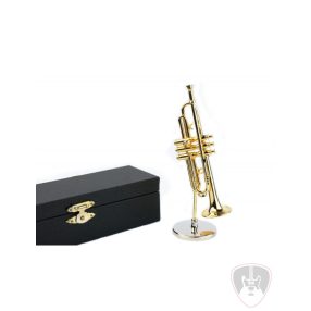 Miniatűr trombita állvánnyal díszdobozban (aranyozott)