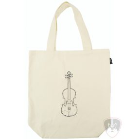 Natúr, fekete hegedű mintás városi táska