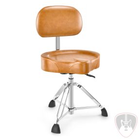   Donner állítható, háttámlás párnázott dobszék, barna bőr  Do-DHT-250-BR -EC6748