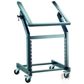   König & Meyer 42020 rack kocsi - 19'' alul 9U a pulton 12U hely, 2 forgó + 2 fékezhető kerék, fekete