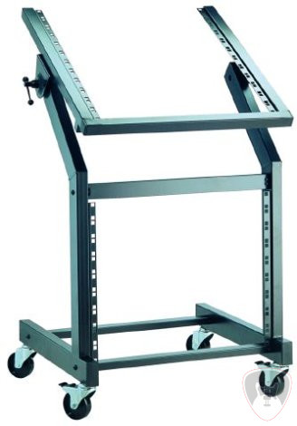 König & Meyer 42020 rack kocsi - 19'' alul 9U a pulton 12U hely, 2 forgó + 2 fékezhető kerék, fekete