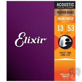   Elixir Phosphor Bronze NanoWeb (16182) 13-53 HD Light akusztikus gitár húrkészlet