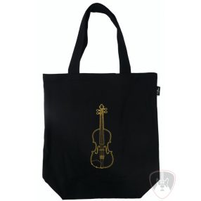 Fekete, arany hegedű mintás városi táska