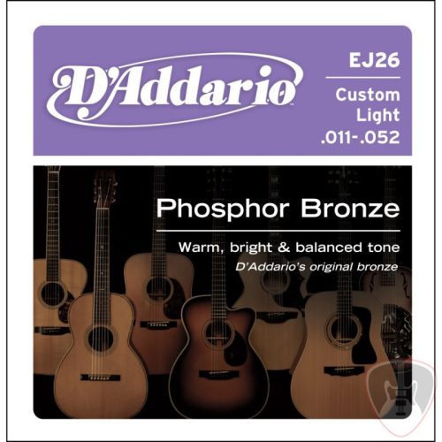 EJ26 - Phosphor Bronze Acoustic Guitar Strings, Custom Light, 11-52