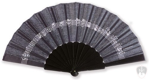 Vienna World legyező, kottamintás fekete 